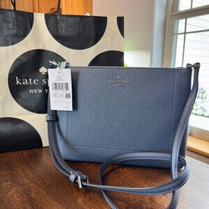 Kate Spade Leila Pebbled Leather Twilight Blue Crossbody Purse KG464 $329 Retail